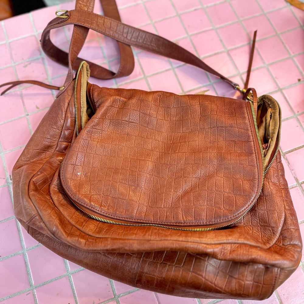 HOBO Brand Brown Leather Large Women's Crossbody Bag